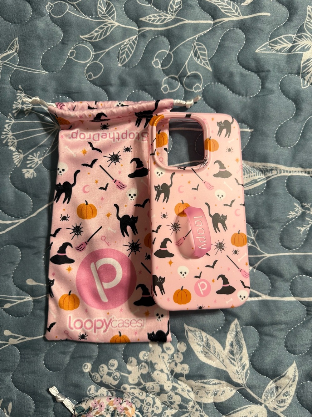 Loopy Case Pink Halloween Print Phone Case with Built-In Grip